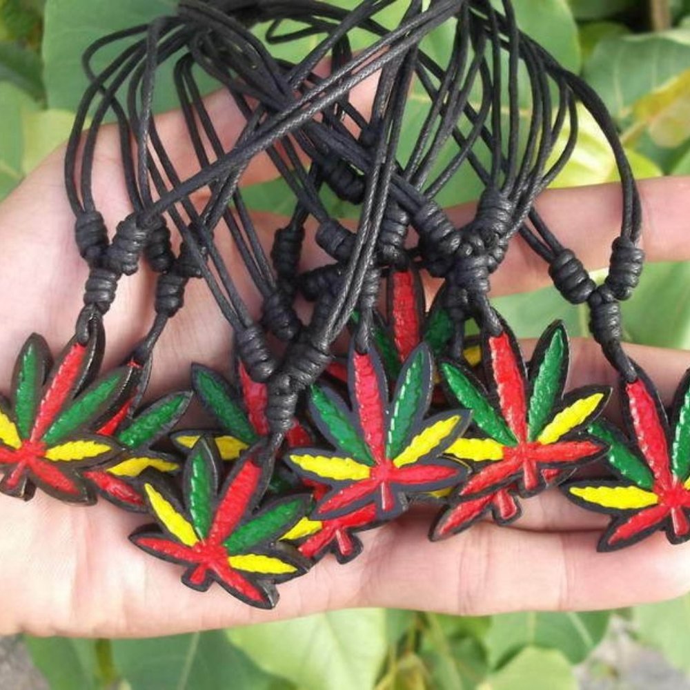 Handmade Leather Flower Necklace on Adj Leather Cord 1 Ct